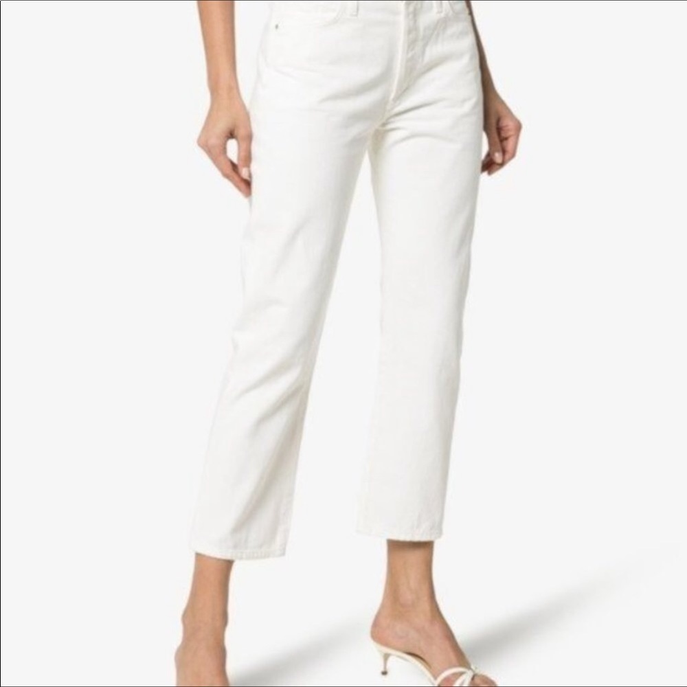 Goldsign White Denim Button Fly Crop Jeans NWOT Made in USA